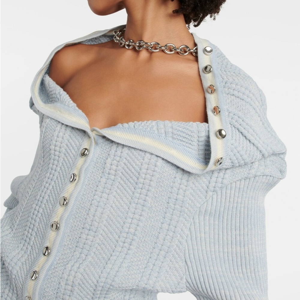 Y/Project Sweater Wool Chain Necklace Ruffle Cardigan Sz EU 36 US 4 - Picture 11 of 16